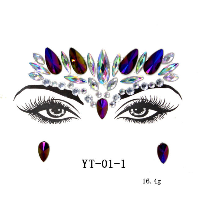 Occident fashion color resin rhinestone face stickers