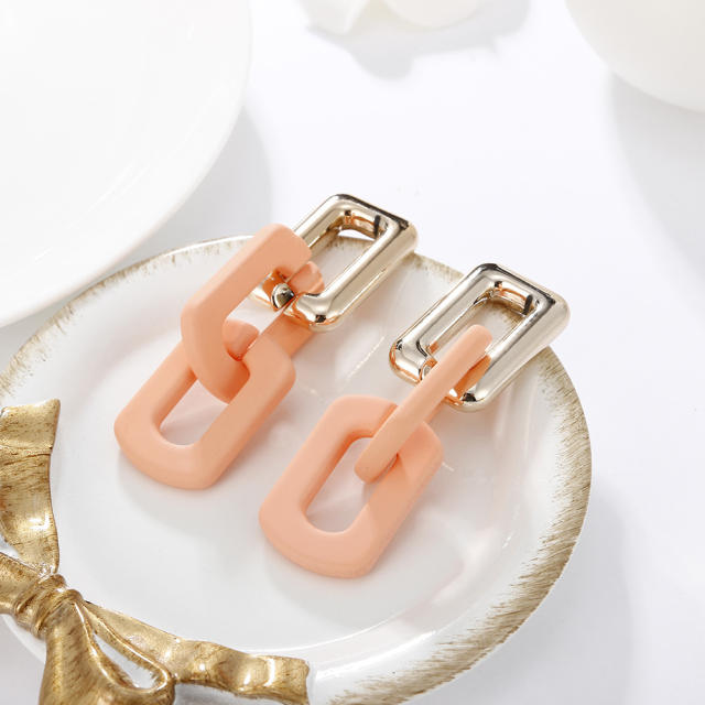 Occident fashion resin chain contrast color earrings