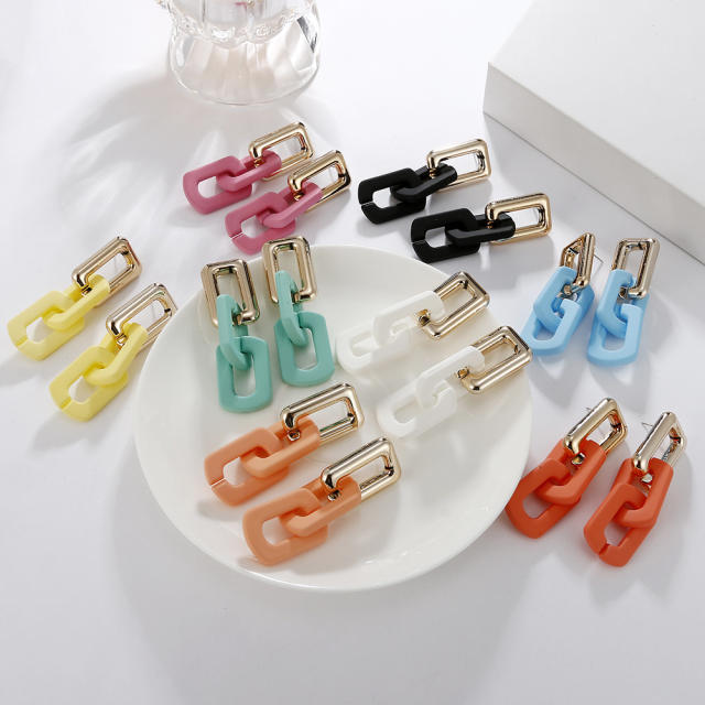 Occident fashion resin chain contrast color earrings