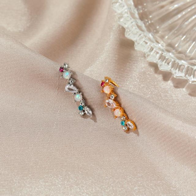 Color diamond opal ear cuff