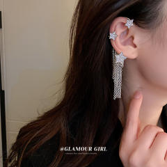 Diamond star chain tassel ear wrap