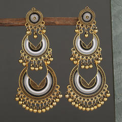 Vintage hollow metal tassel jhumka earrings