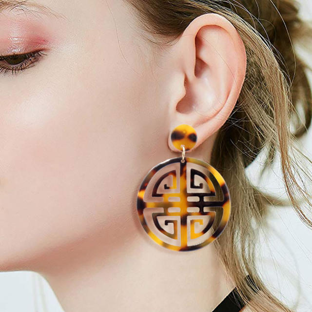 Chinese style graceful personality acetate plate earrings