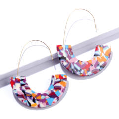 New leopard print hawksbill acrylic acetate plate U-shaped earrings