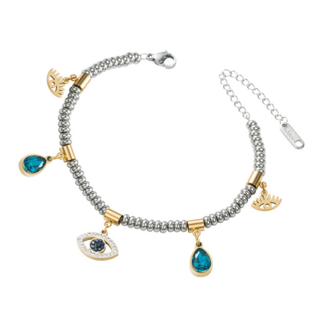 INS creative beads evil eye charm stainless steel bracelet