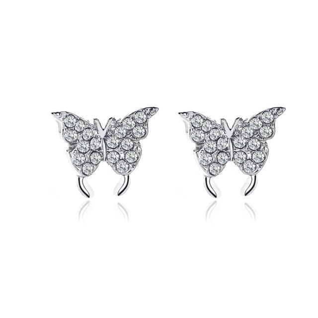 Diamond butterfly ear cuff ear studs