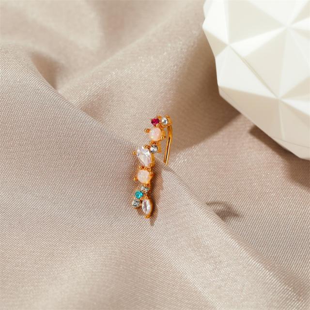 Color diamond opal ear cuff