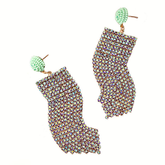 Colorful rhinestone tassel luxury dangle earrings