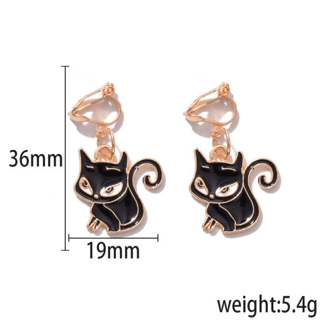 Cartoon enamel fruit drop earrings clip on earrings