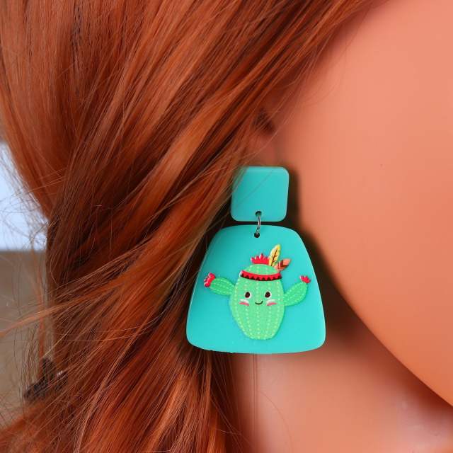 Cute animal design geometric acrylic earrings