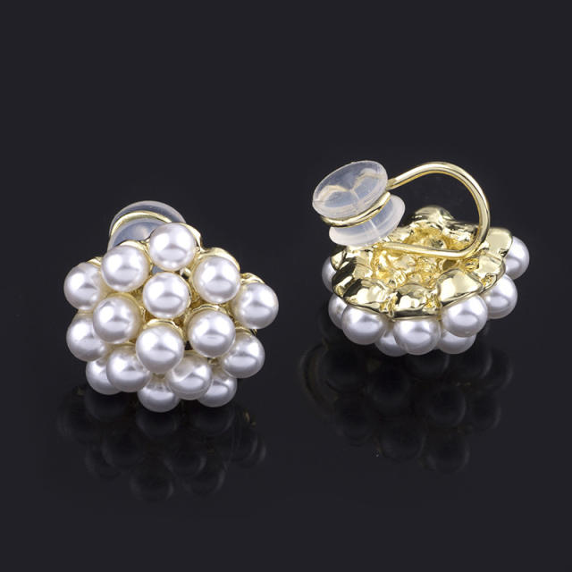 Pearl beaded clip on earrings
