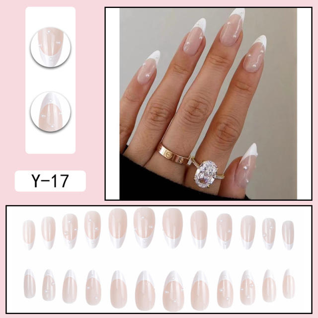 White color elegant clear false nails