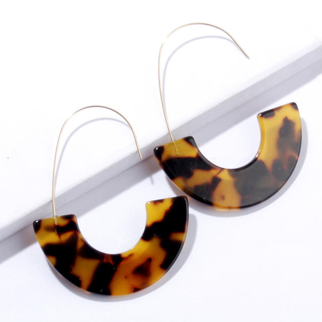 New leopard print hawksbill acrylic acetate plate U-shaped earrings