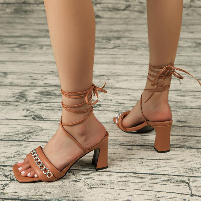 Strappy block heels sandals
