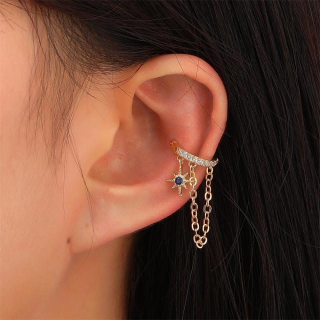 Diamond star chain tassel ear cuff