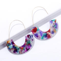 New leopard print hawksbill acrylic acetate plate U-shaped earrings