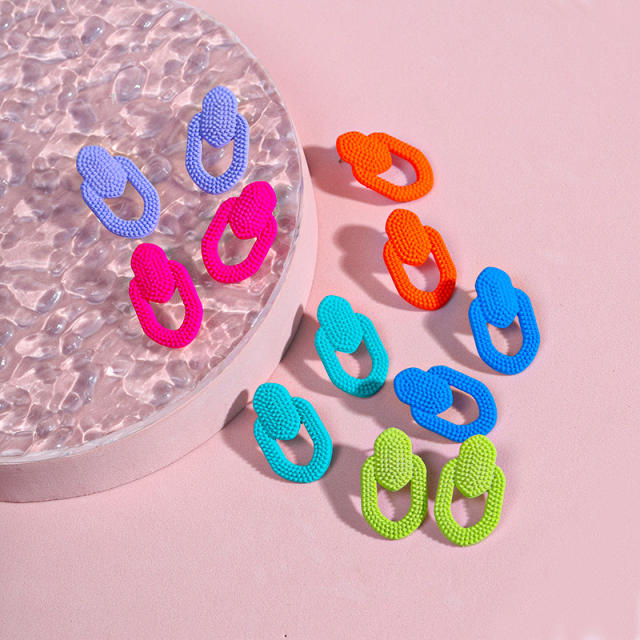 Korean fashion candy color geometric shape ear studs