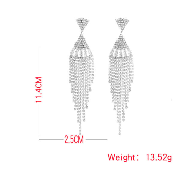 Rhinestone tassel long earrings for bridal