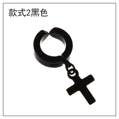 Black titanium steel unisex ear clip