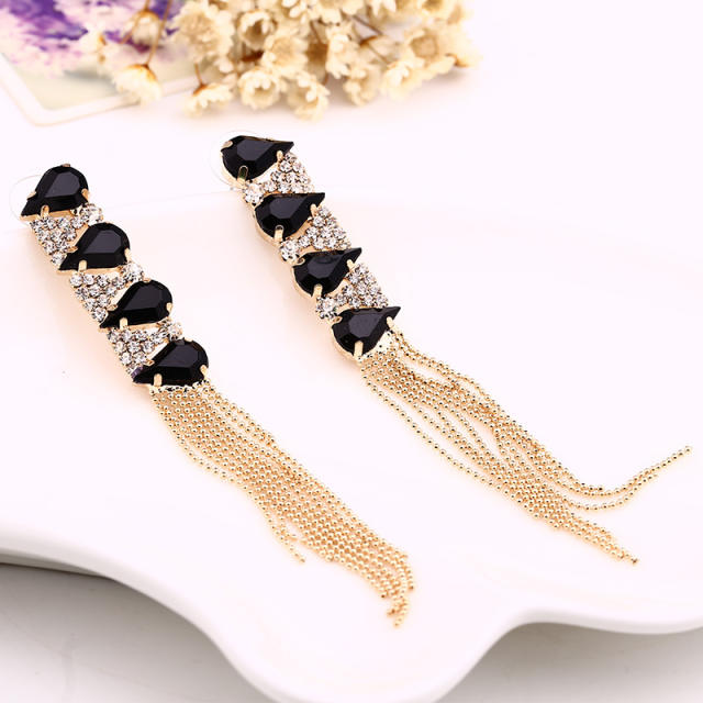 Color glass crystal tassel earings