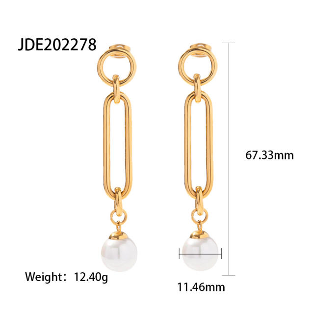 18KG pearl stainless steel earrings