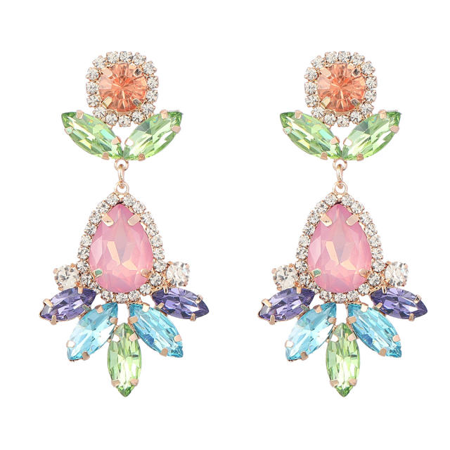 Glass crystal statement colorful earrings
