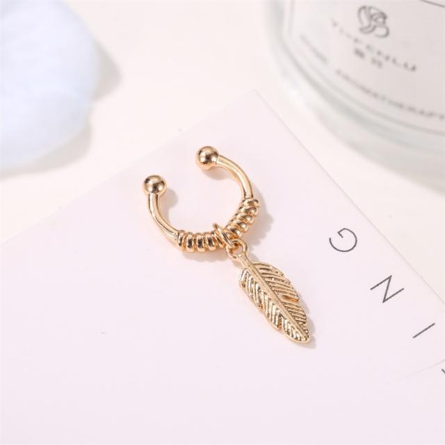 Leaf charm ear cuff