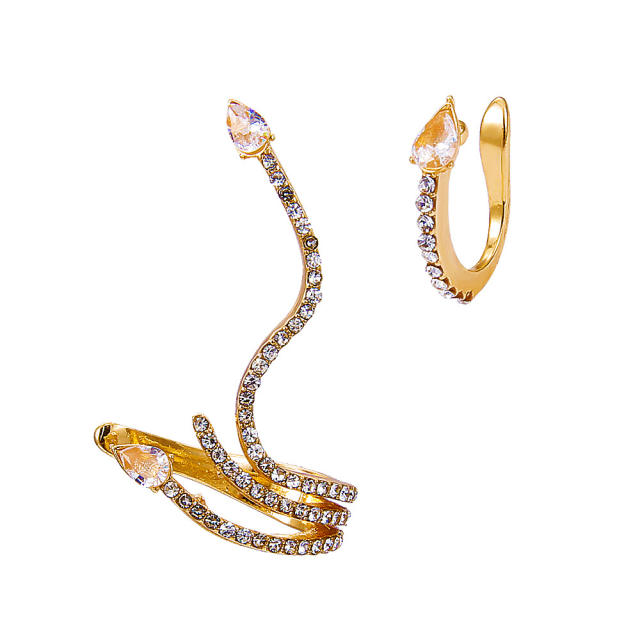 Diamond snake ear cuff set