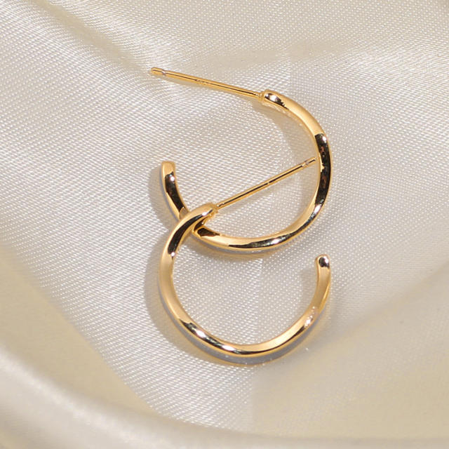 Enamel open hoop clip on earrings