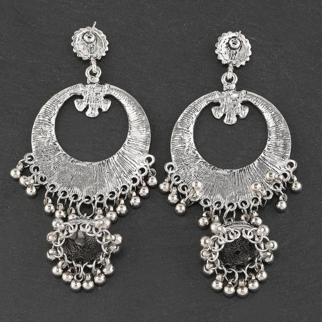Vintage tiny metal beads jhumka earrings
