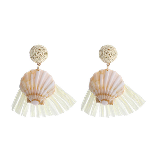 Boho fan shape shell earrings for women