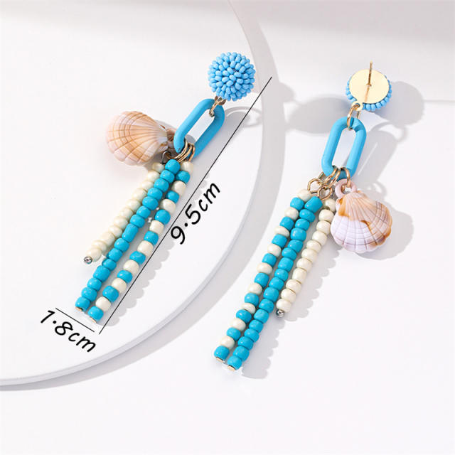 Boho beach trend tassel seed beads earrings