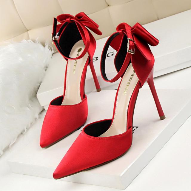 10cm stain bow high heels
