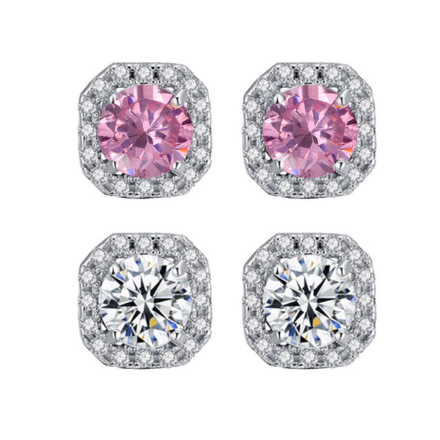 Delicate white color cubic zircon ear studs