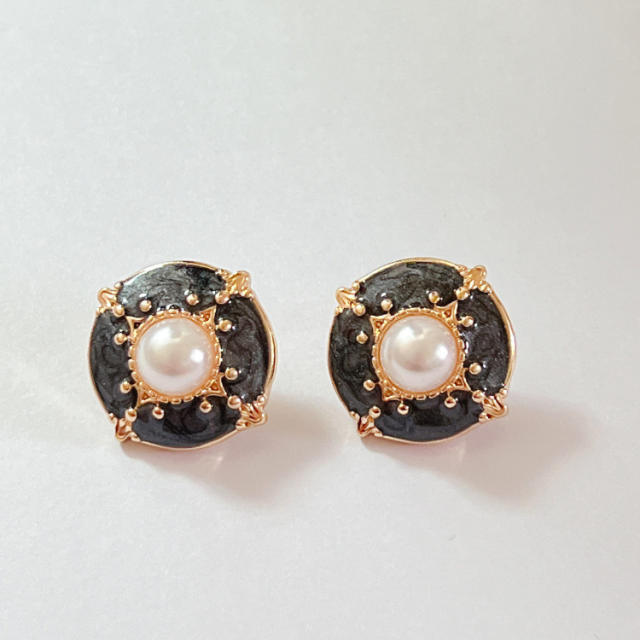 925 needle enamel ear studs vintage