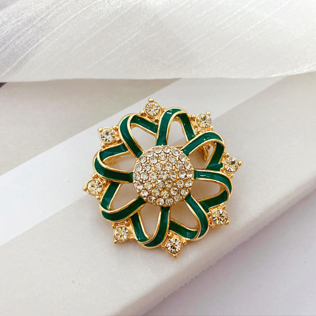 925 needle color enamel diamond ear studs brooch