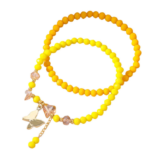 2pcs yellow color beads anklet set