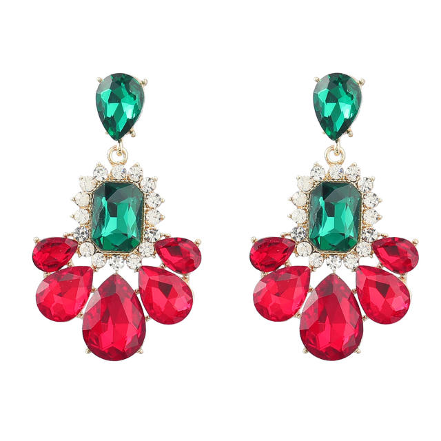 Luxury color glass crystal statement dangle earrings