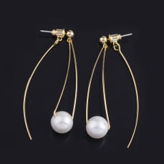 Pearl dangle earrings clip on earrings