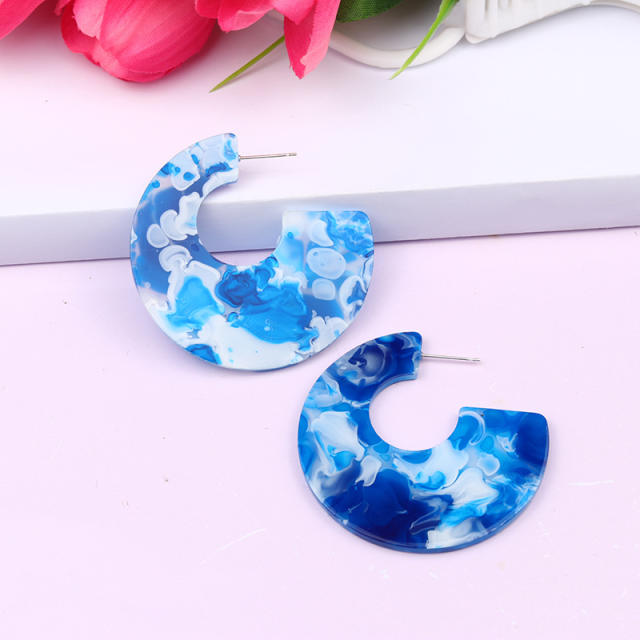 12 color acrylic open hoop acrylic earrings