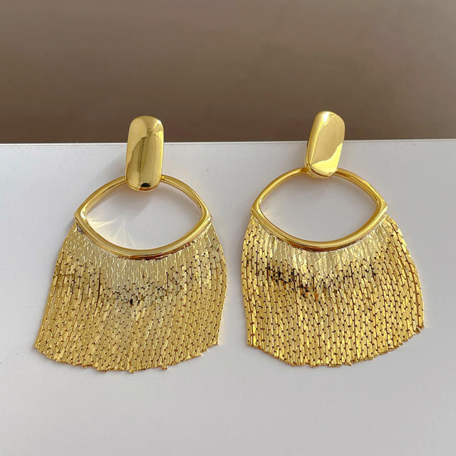 S925 needle 18KG short tassel earrings