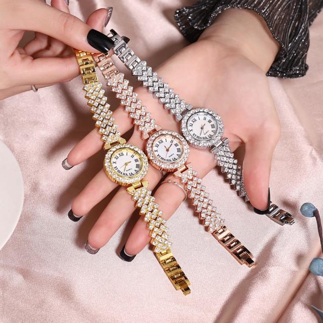 2pcs diamond bracelet women watch set