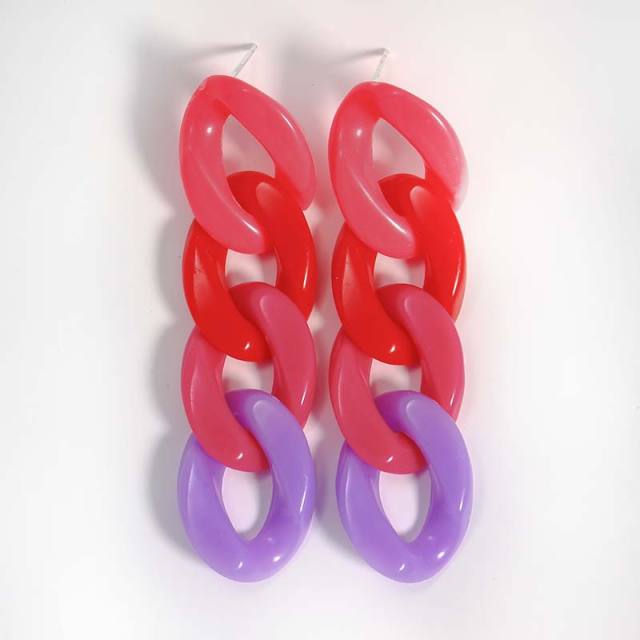 INS candy color acrylic chain dangle earrings