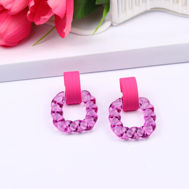 TIKTOK hot sale jelly color acrylic square earrings