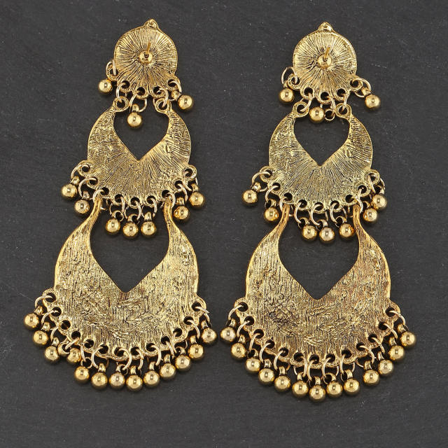 Vintage hollow metal tassel jhumka earrings