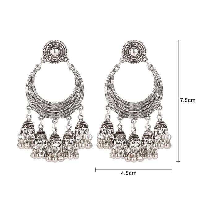 Vintage bell tassel jhumka earrings