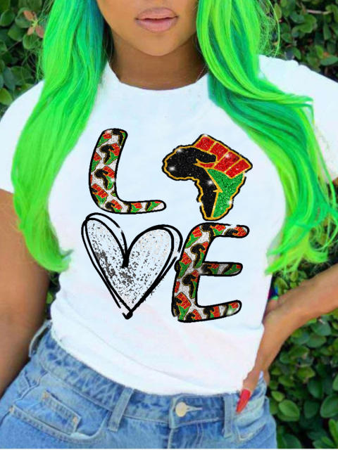 New LOVE letter printed women's short-sleeved T-shirt