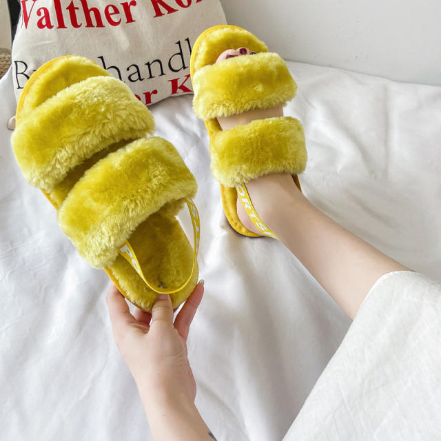 Winter fluzzy flat house slippers