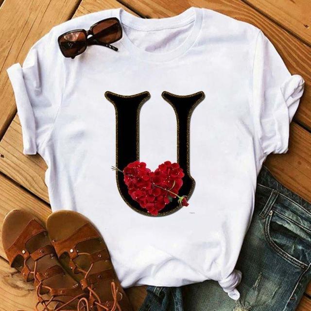 Fashion uppercase letter printed women's short-sleeved T-shirt