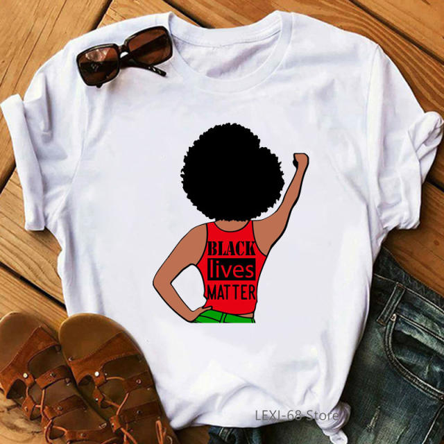 Black lives matter letter print women's short-sleeved T-shirt